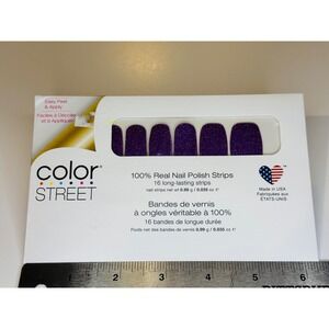 Color St Nail Polish Strips Purple Glitter 100 Real Nail Long Lasting 16 Strips